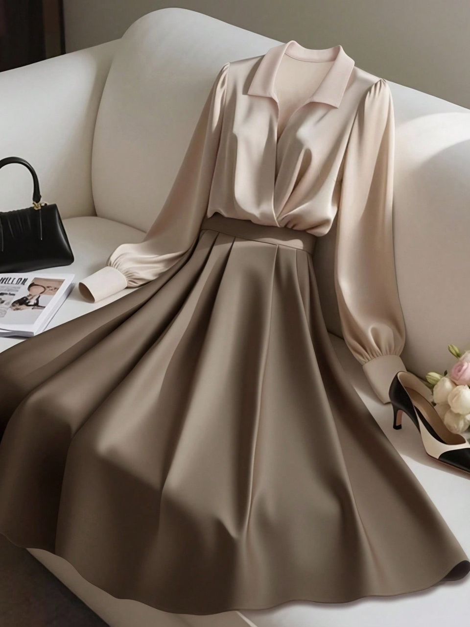 Ensemble elegant de 2 piece en tissu brillant