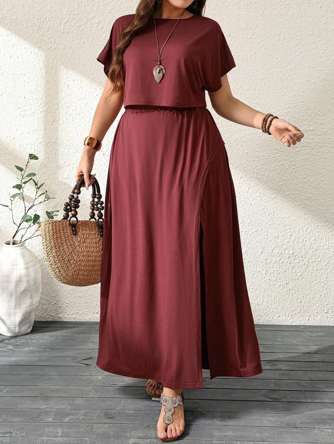 Ensemble dames chic rouge bordeaux