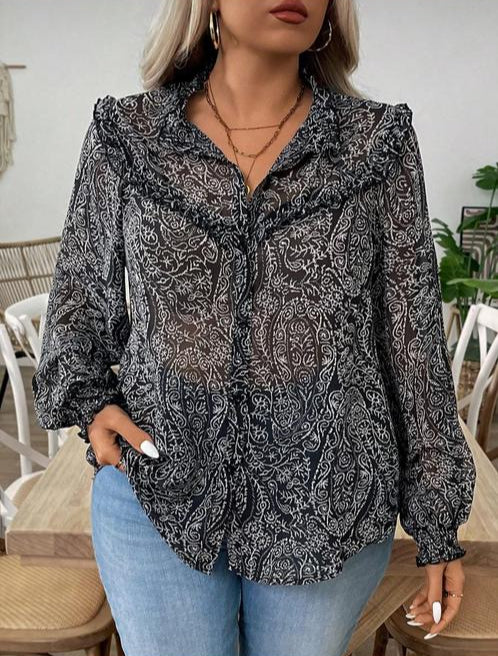 Blouse floral ande black