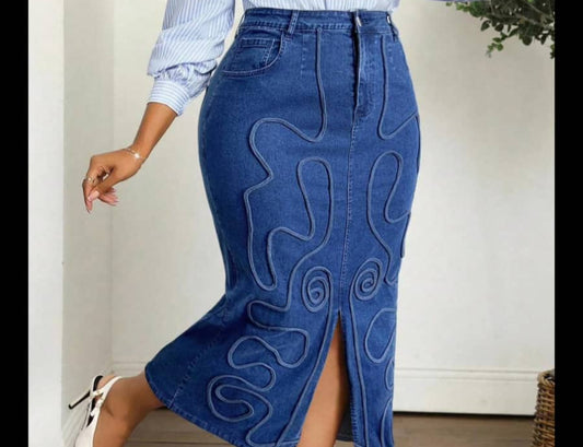 Jupe crayon en jeans avec fente